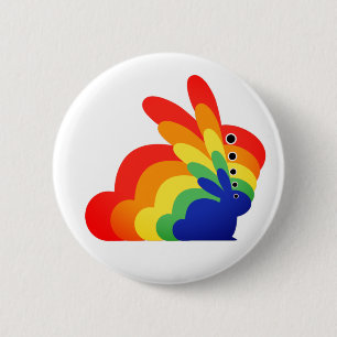 Chapa Redonda De 5 Cm Conejo de Pascua Arcoíris - Pascua