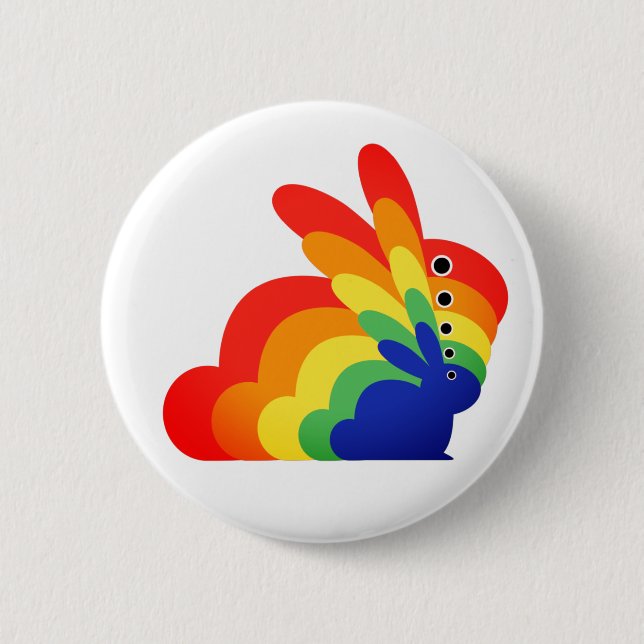 Chapa Redonda De 5 Cm Conejo de Pascua con Arcoiris - Pascua (Anverso)