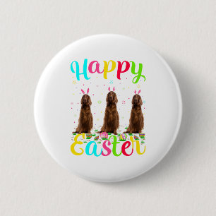 Chapa Redonda De 5 Cm Conejo de Pascua divertido Irish Setter perro feli