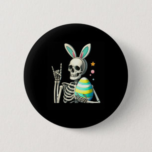 Chapa Redonda De 5 Cm Conejo de Pascua esqueleto roca mano roquera niños