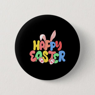 Chapa Redonda De 5 Cm Conejo de Pascua Feliz Orejas Caza de Huevos 