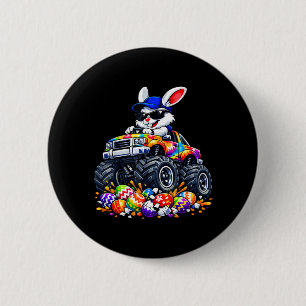 Chapa Redonda De 5 Cm Conejo de Pascua genial camión monstruo huevos niñ