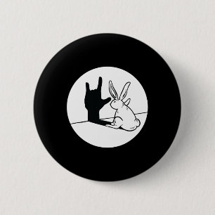 Chapa Redonda De 5 Cm Conejo ILY gesto de mano ASL Pérdida de audición C