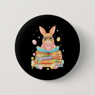 Chapa Redonda De 5 Cm Conejo leyendo conejo divertido para niños niñas m