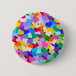 Chapa Redonda De 5 Cm Confeti del corazón del arco iris