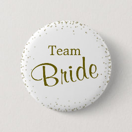 Chapa Redonda De 5 Cm Confeti del oro de la novia del equipo