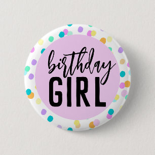 Chapa Redonda De 5 Cm Confetti Birthday Chica