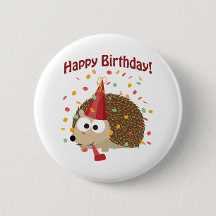 Chapa Redonda De 5 Cm Confetti Happy Birthday Hedgehog