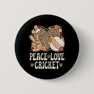 Chapa Redonda De 5 Cm Conjunto de Amante de Cricket de Paz Amor Impresió