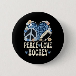 Chapa Redonda De 5 Cm Conjunto de Amante de Hockey de Paz Amor Impresión