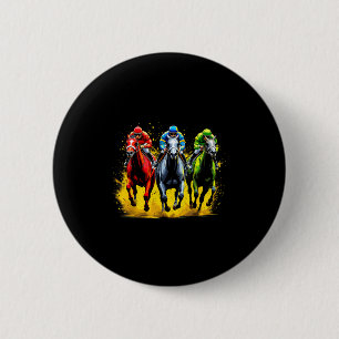 Chapa Redonda De 5 Cm Conjunto de carreras de caballos escena de carrera