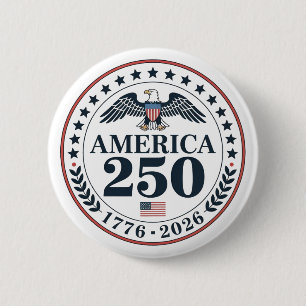 Chapa Redonda De 5 Cm Conmemorativo oficial del 250 aniversario de Estad