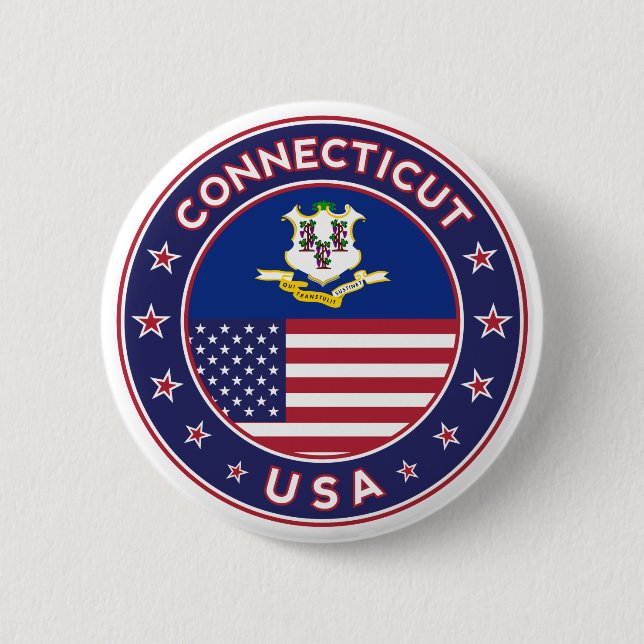 Chapa Redonda De 5 Cm Connecticut (Anverso)