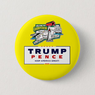 Chapa Redonda De 5 Cm Connecticut por la valla Trump 2020