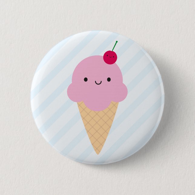 Chapa Redonda De 5 Cm Cono de helado de Kawaii (Anverso)