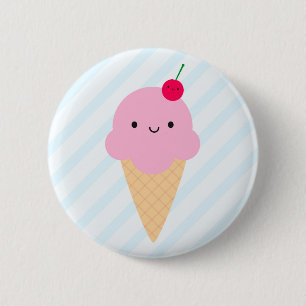 Chapa Redonda De 5 Cm Cono de helado de Kawaii
