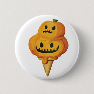 Chapa Redonda De 5 Cm Cono de helado de la calabaza de Halloween