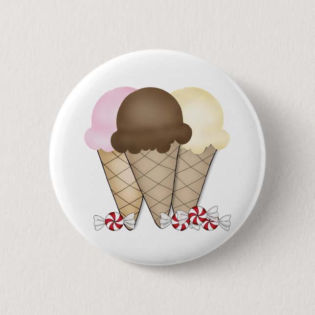 Chapa Redonda De 5 Cm Conos de helado (Anverso)