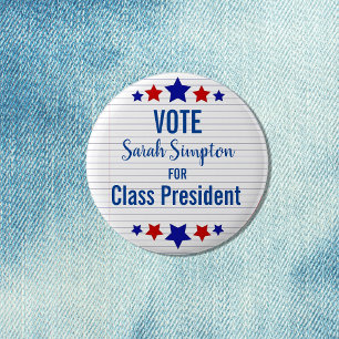 Chapa Redonda De 5 Cm Consejo estudiantil Presidente de la clase de voto