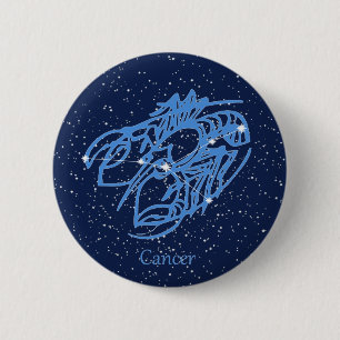 Chapa Redonda De 5 Cm Constelación de Cáncer y signo zodiacal con estrel