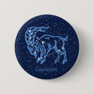 Chapa Redonda De 5 Cm Constelación de Capricornio y signo del zodiaco co
