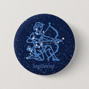 Chapa Redonda De 5 Cm Constelación de Sagitario y signo zodiacal con est