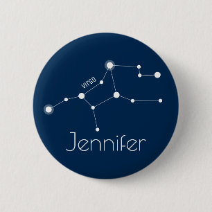 Chapa Redonda De 5 Cm Constelación Zodiaca Virgo Personalizada