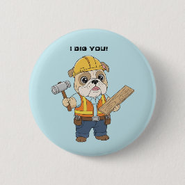 Chapa Redonda De 5 Cm Construction worker pull dog  Kids Valentine