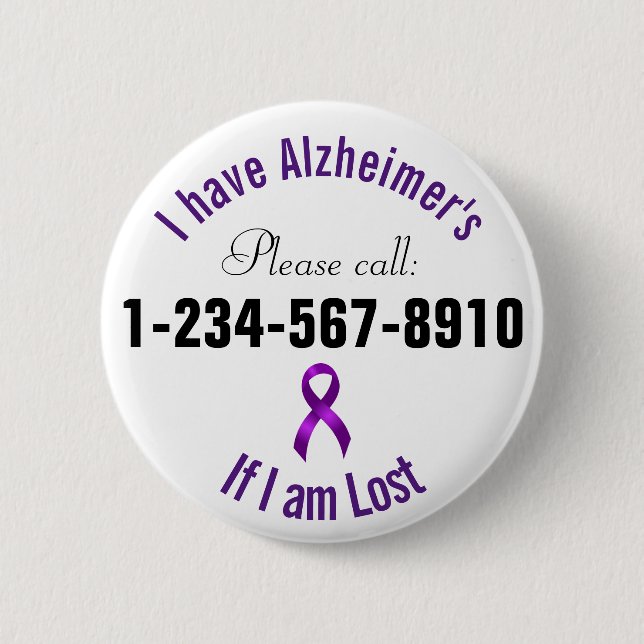 Chapa Redonda De 5 Cm Contacto de la emergencia de Alzheimers (Anverso)