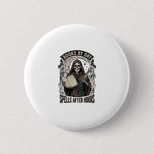 Chapa Redonda De 5 Cm Contador de Halloween Bruja Diseño de Segador Vint