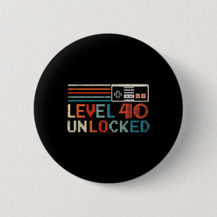 Chapa Redonda De 5 Cm Control de videojuegos de nivel 40 Birthday Boy si