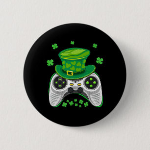 Chapa Redonda De 5 Cm Controlador de juego Shamrock Gamer St Patricks Da