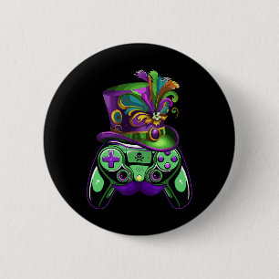 Chapa Redonda De 5 Cm Controlador de juegos Mardi Gras Gamers Niños Chic