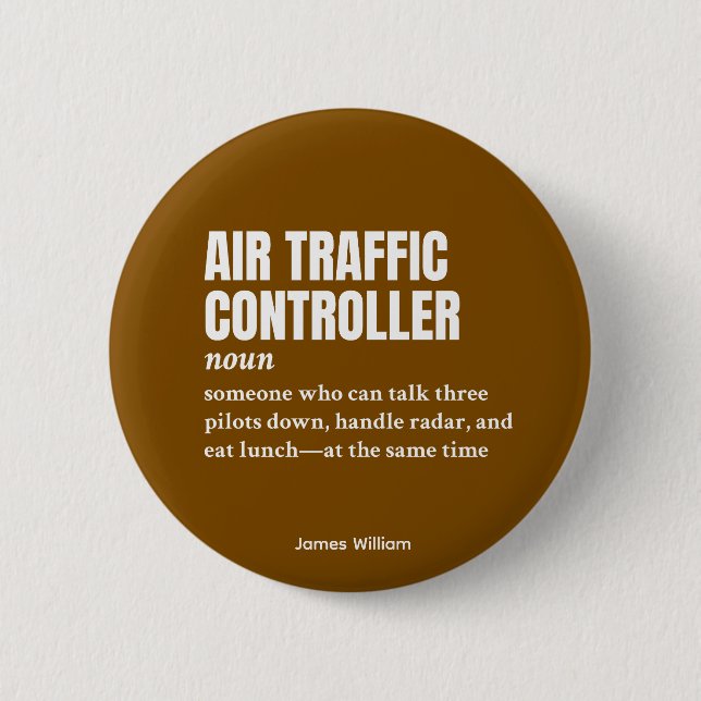 Chapa Redonda De 5 Cm Controlador de tráfico aéreo - Definición de traba (Anverso)