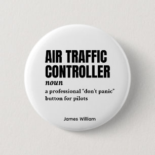 Chapa Redonda De 5 Cm Controlador de tráfico aéreo - Definición del humo