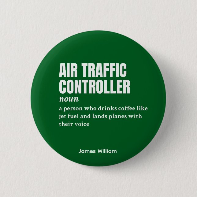 Chapa Redonda De 5 Cm Controlador de tráfico aéreo - Pin de definición d (Anverso)