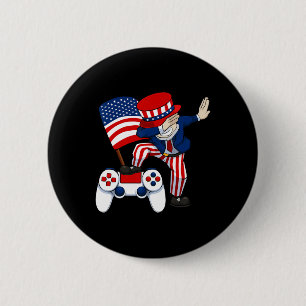 Chapa Redonda De 5 Cm Controlador de videojuego patriótico del 4 de juli