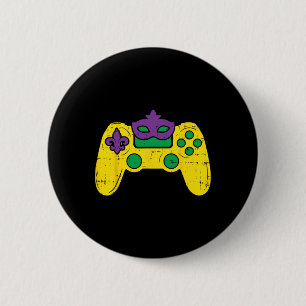 Chapa Redonda De 5 Cm Controlador de videojuegos Gamer e-sports Mardi Gr