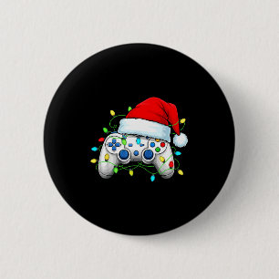 Chapa Redonda De 5 Cm Controlador de videojuegos Gorro de Santa Navidad