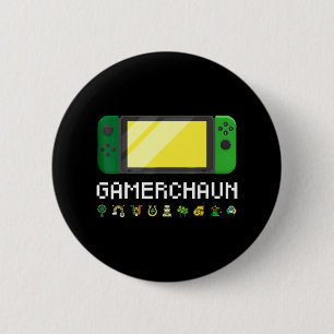 Chapa Redonda De 5 Cm Controlador de videojuegos irlandés Leprechaun Boy