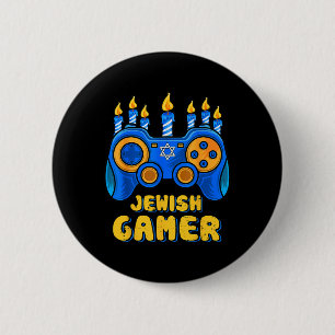 Chapa Redonda De 5 Cm Controlador de videojuegos judío de Hanukkah Gamer