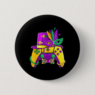 Chapa Redonda De 5 Cm Controlador de videojuegos Mardi Gras Jester Gorra