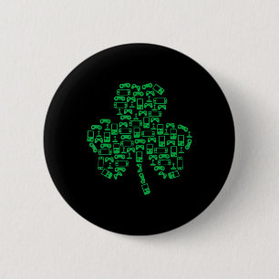 Chapa Redonda De 5 Cm Controlador de videojuegos Shamrock Irish Gamer St