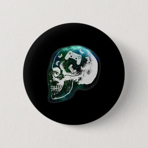 Chapa Redonda De 5 Cm Controlador Mental Calavera Juegos Jugador Hombres