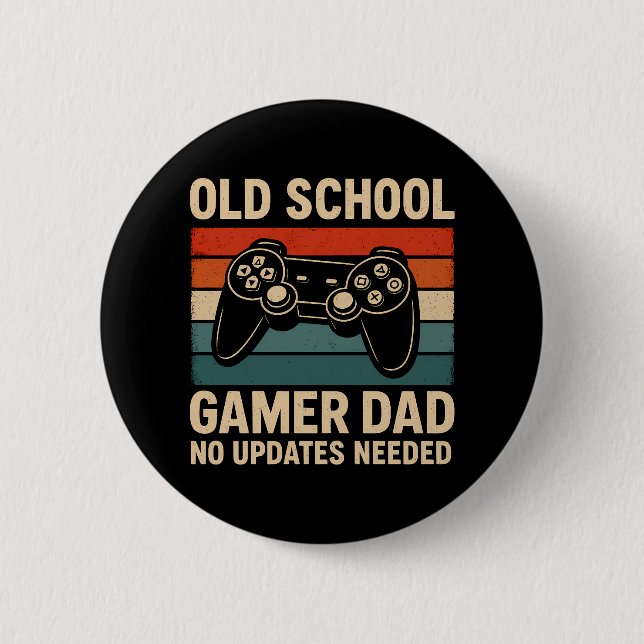 Chapa Redonda De 5 Cm Controlador retro Old School Gamer Dad (Anverso)