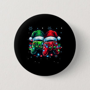 Chapa Redonda De 5 Cm Controlador Santa Hat Navidades Gaming X-mas Gamer