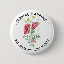 Chapa Redonda De 5 Cm Convención sobre la Felicidad Eterna 2026 con Flor