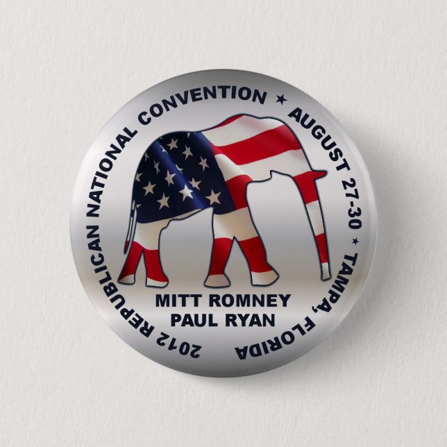Chapa Redonda De 5 Cm Convenio 2012 del GOP de Romney Ryan (Anverso)