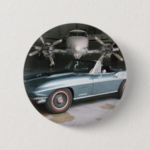 Chapa Redonda De 5 Cm Convertible del Corvette