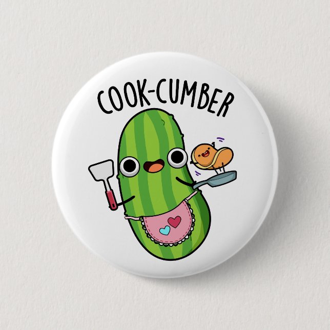 Chapa Redonda De 5 Cm Cook-cumber Funny Cucumber Pun (Anverso)